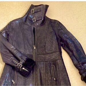 ANDREW MARC black genuine Shearling coat